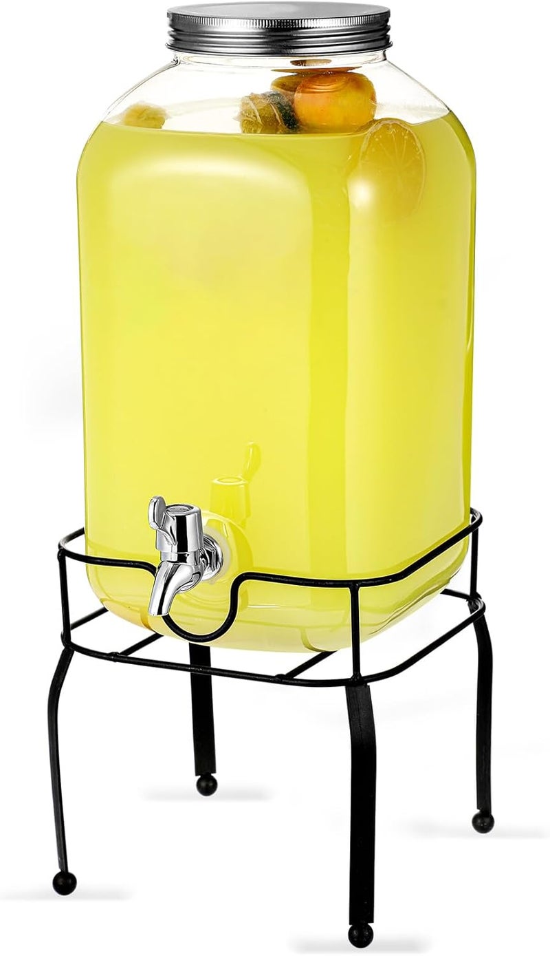 FillTouch 2 Gallon Plastic Beverage Dispensers with Stand Large Clear Drink Containers for Parties with Spigot and Lid for Weddings Countertop Party Bar Picnics Water Tea - Image 1